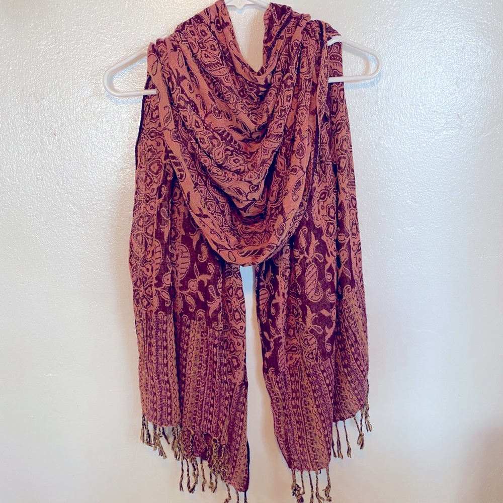 Pink & Brown Patterned Scarf/Wrap